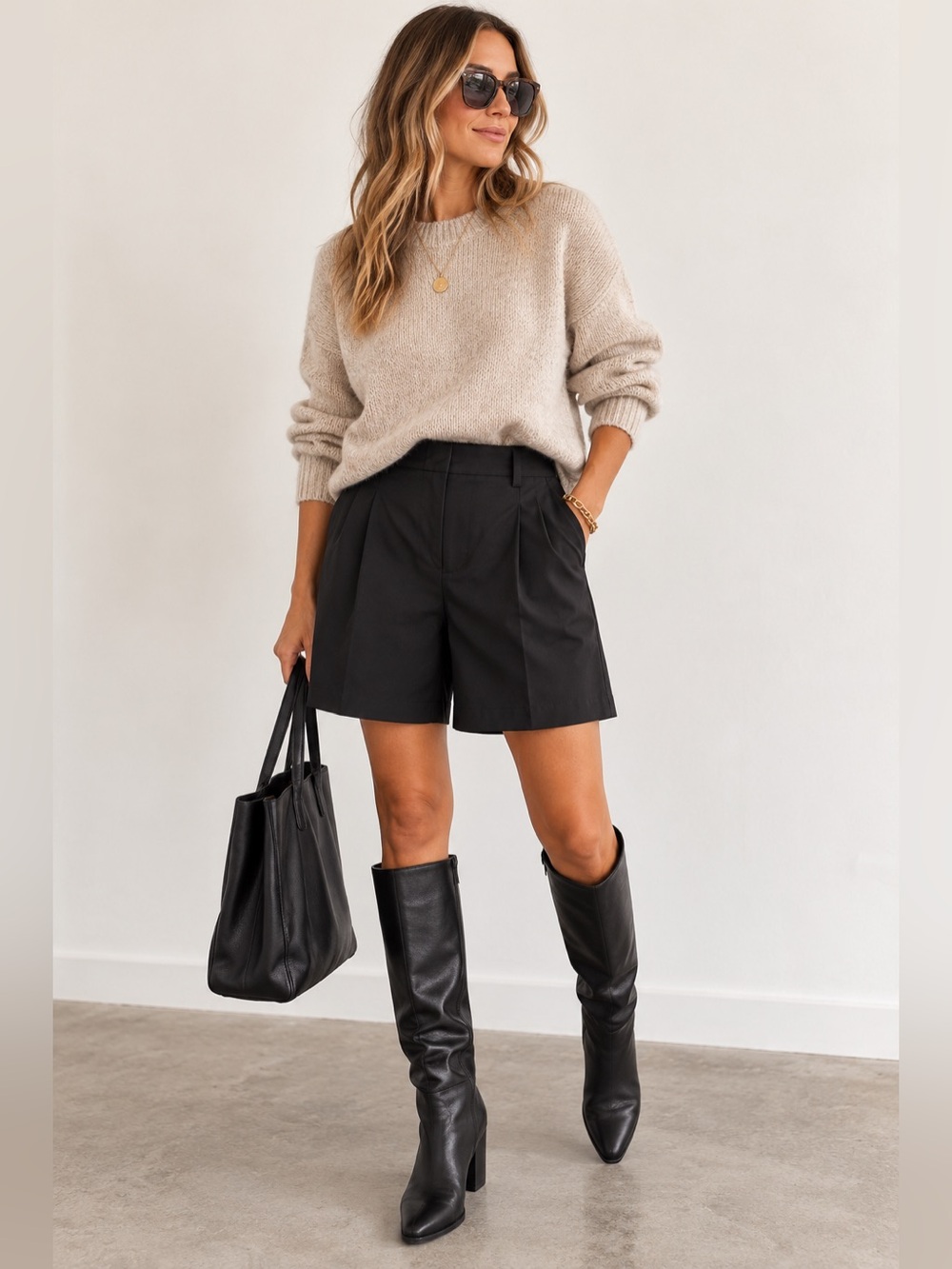Zara Black Pleated Tailored Bermuda Shorts High Rise Size Medium NWT